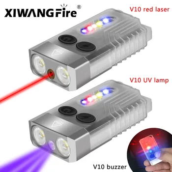 1000LM Reîncărcabilă Mini Lanterna EDC,365nm Lumina UV,Multi-Culoare Sursa de Lumina,Breloc Lumina cu Bază Magnetică Bip Alarmă