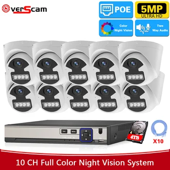 10CH 4K NVR Sistem de Securitate de Culoare Viziune de Noapte 5MP POE IP Dome Set 4 CANALE de Interior Acasă de Supraveghere Video CCTV Kit Sistem P2P