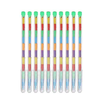 10x pot fi Stivuite Construibil Creioane Mini Rainbow Stivuire Creion Pix Colorat Stivuitor Creion de Stivuire Creioane colorate pentru Copii Băieți Cadou