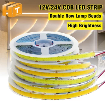 12V/24V COB LED Strip 616LEDs 624LEDs Dublu Prime Lampa Beeds Luminozitate Ridicată 18W/M 3000K 4000K 6000K 5m/lot