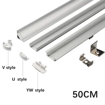 1Set 50cm U/V/YW Led Profil Aluminiu în Formă de LED-uri de Lumină Bar Capac Transparent End pentru Benzi cu LED-uri de Lumină de Piese