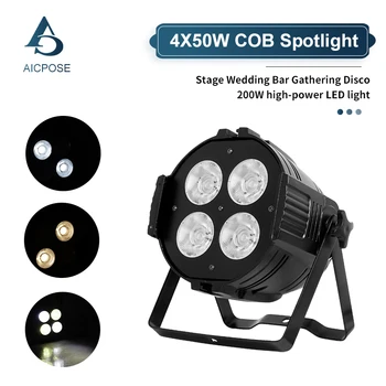 200W COB 4x50W Etapa de Par LED Strobe Lumina Alb Cald/Alb Rece DMX Aluminiu Par Lumina DJ Disco Crăciun Spectacol de teatru