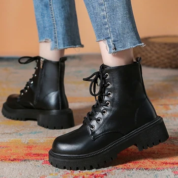 2023 Pantofi de Moda pentru Femei Dantelă Sus cu Fermoar pentru Femei Toamna Cizme Rotund Toe Solid Scurt Baril Platforma Dovada de Apă Pantofi pentru Femei