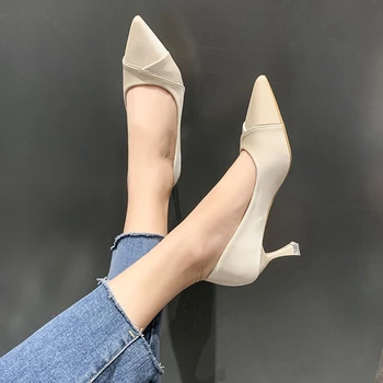 2024 francez Stras Tocuri Subtiri pentru Femei Pantofi de Moda Real Elegant Subliniat de Muncă Pantof Confortabil Pompe de Vârf