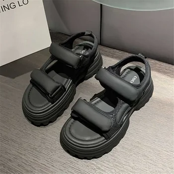 37-38 Toc Subțire Strălucire Sandal Black pentru Femei Papuci de Femei Pantofi de Brand Adidasi Sport Divertisment Bascket Funcționale