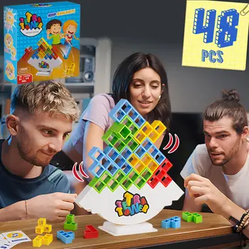48PCS Echilibru Jucarii Stivuite Turn de Joc de Bord de Stivuire Blocuri Puzzle de Asamblare Cărămizi Jucării Educative pentru Copii Adulți