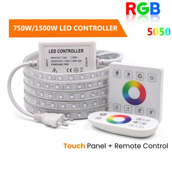 5050 RGB LED Strip Waterproof AC 110V 220V Flexibile Banda Led 60leds/m Perete Panou Tactil&Control de la Distanță Cu Controler Plug