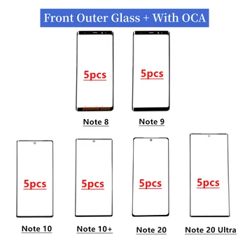 5pcs Pentru Samsung Galaxy Note 8 9 10 20 Plus Ultra Nota 10+ LCD Frontal Exterior Touch Screen Lentile de Sticlă Cu Adeziv OCA de Înlocuire