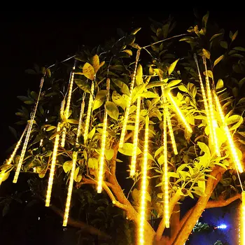 8 Tuburi LED de Meteoriți Șir de Lumini Impermeabil Fairy Garden Decor în aer liber Led Street Ghirlanda Pom de Crăciun Decorare 2024