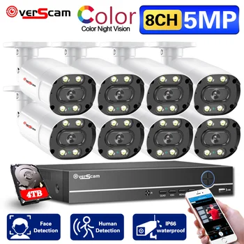AHD 8CH DVR de Detectare a Feței Plină de Culoare Viziune de Noapte 5MP HD de Supraveghere Video CCTV Camera de Securitate de Sistem Kit Cu Alertă e-Mail