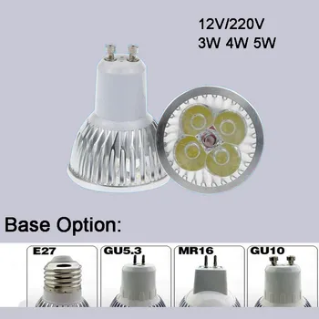 Aluminiu Bec LED Lampă Cupa Lumina E27 E14, MR16 GU5.3 GU10 AC85-265V AC/DC 12V 3W 4W 5W Luminozitate Ridicată Reflectoarelor