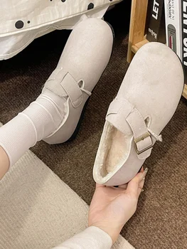 Alunecare Pe Pantofi Pentru Femei Casual Femei Adidași, Mocasini Toamna Blana Apartamente Rotund Toe Slip-on de Iarnă Retro Toamna Rochie de Cauciuc Solid