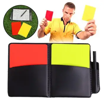 Arbitru de fotbal în Cartea recordurilor Fluorescent Roșu Galben Carduri Cu Creion Hârtie Și Piele de Înregistrare Portofel Echipament de Fotbal M1A6