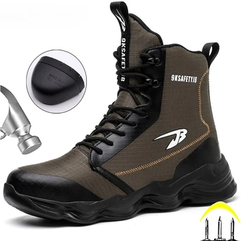 Barbati Pantofi de protecție bombeu metalic Anti-sparge Anti Puncție Bărbați Cizme rezistente la Uzură de Înaltă Calitate, Cizme de Lucru Nou Indestructibil 안전화