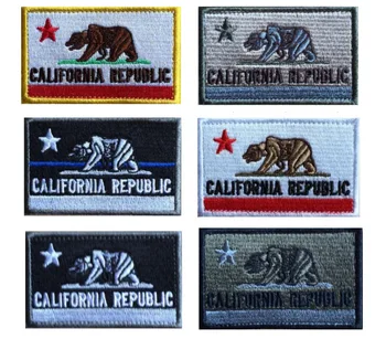 California Republica Pavilion Broderie Patch-uri de Stat Emblema Steaua Urs Tactice Insigna Multicolor Cârlig&bucla Înapoi Pânză Autocolant pentru Capace