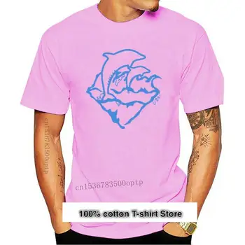 Camiseta con emblema de ola de delfín rosa hombre para, ropa de calle, azul blanco, divertida, Unisex