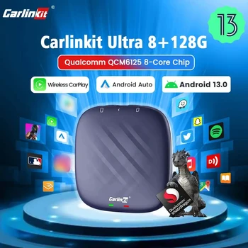 Carlinkit Android 13 Tv Box Pentru Netflix, YouTube, Spotify Wireless CarPlay, Android Auto Ultra 8+128G QCM665 4G LTE GPS Play Store