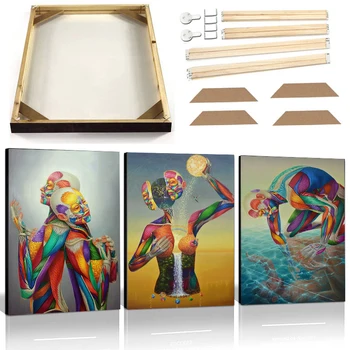 Colorate Musculare Umane Cuplu Panza de Artă cu Cadru Abstract Structura Corpului Poster de Perete Printuri Creative de Pictura pe Corp