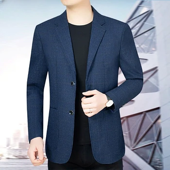Coreeană 2023 Primavara Toamna De Moda Noua Barbati Slim Formale Culoare Solidă Costum De Afaceri Haina Butonul Masculino Rever Maneca Lunga D56