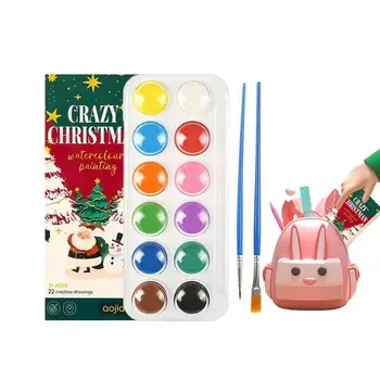 Crăciun Acuarelă de Carte Pentru Copii de Buzunar Mini Carte de Artă Pentru Desen Si Colorat Cu Pigmenți Și Pictură Perie pentru Copii