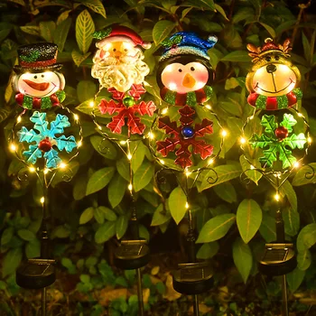 Crăciun Lumini Solare cu LED-Lumina de Moș Crăciun, om de Zăpadă Elan Lampa de Noapte rezistent la apa Peisaj în aer liber, Grădină Acasă Decoratiuni Lumini