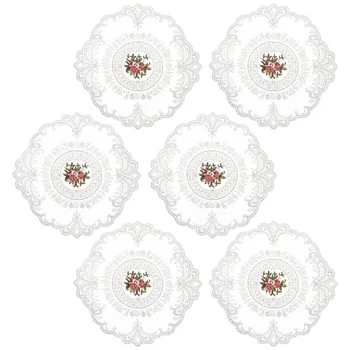 Dantela Vintage Masă Rotundă Placemats Rafinat Mileuri Brodate Vaza Mat Retro Stil francez pentru Ornamente Acasă Nunta 12inches