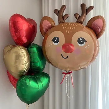 De Crăciun, Anul Nou, Roșu Verde Folie Balon Cu Aer Ren Moș Crăciun Trestie De Bomboane Minge Happy Xmas Party Umfla Festival Decoras