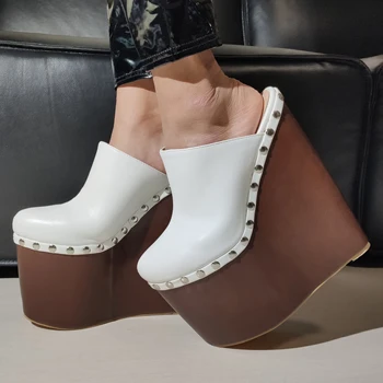 DOHBANER Femei Sandale Platforma Pene 22CM Tocuri inalte Pompe Împânzit Doamnelor Manual Pantofi lustruiți Femeie de Mari Dimensiuni 36 41 43 45 48