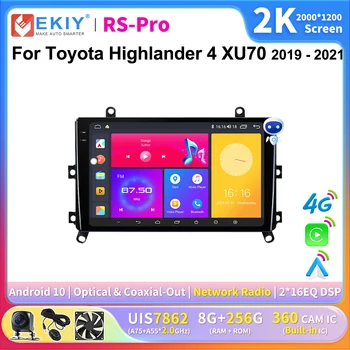 EKIY Ecran 2K CarPlay Radio Pentru Toyota Highlander 4 XU70 2019 - 2021 Android Auto Multimedia Player Stereo 4G, GPS Navi Ai Voce