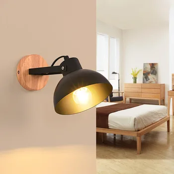 European stil simplu și modern hotel dormitor noptieră culoar lumini scara de balcon din lemn masiv de lemn mică lampă de perete