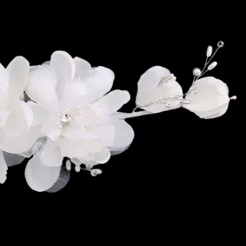 Femei de Mireasa Frizură Cu Pearl Stras Tesatura de Simulare Floare de Design Pentru Dating Show pe Scenă