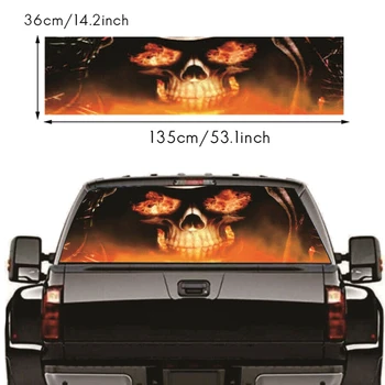 Flacăra Craniu Pentru Camion, Jeep, Suv, Pickup 3D Parbriz Spate Decal Autocolant Decor Spate Geam Poster 53.1 X 14.2 Inch