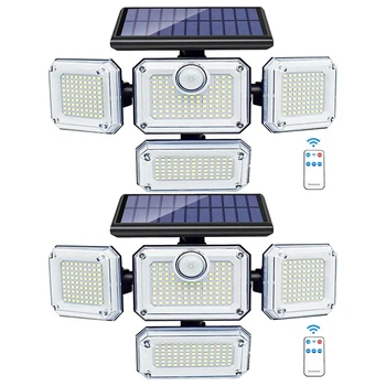 Lumini solare în aer liber, Senzor de Mișcare 333 Lumini de Inundații LED, Alimentat cu energie Solară Securitate Lumini Exterior Cu 2 telecomenzi