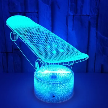 Nighdn Iluzie Optică 3D Skateboard Lumina de Noapte În 7 Culori Estompat Funcția Atmosfera Lampa de Cadou pentru Crăciun, ziua Recunostintei
