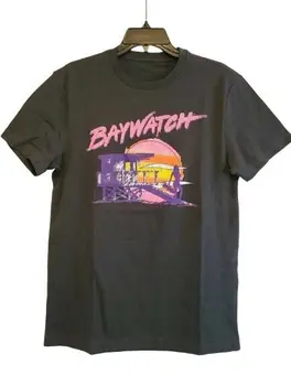 Noi Baywatch Roz Logo Mens Mediu Salvamar Show TV Bleeth Anderson Tricou Negru mâneci lungi