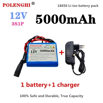 Noi de 100% în condiții de siguranță și durabile 12V 5000mAh 3S1P litiu acumulator 18650 baterie reîncărcabilă cu placă de protecție 12.6 V 1A încărcător