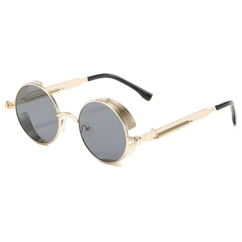 Noi Steampunk ochelari de Soare Vintage Cadru Metalic Rotund Gros Cadru de Primăvară Picior ochelari de Soare UV Dovada Bărbați și Femei Neutru Ochelari