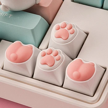 Pisica drăguț Laba Taste Pentru Tastatură Mecanice Cherry MX Comutator DIY Personalizate Cheie Capac Silicon Moale Keycup Artisan Culoare Roz