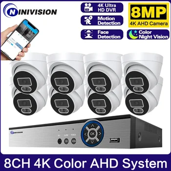 Plin de Culoare Viziune de Noapte Camera AHD CCTV Sistem de Securitate Kit P2P 8MP 8CH DVR Sistem de Supraveghere XMEYE H. 265 4K NVR Hibrid Set