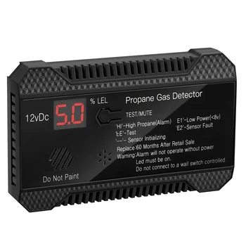 Propan Detector de 12V GPL Gaz Natural Senzor de Alarma Scurgeri de 85DB Sirena pentru Masina RV Acasă Digital Propan Tester Metru(Negru)