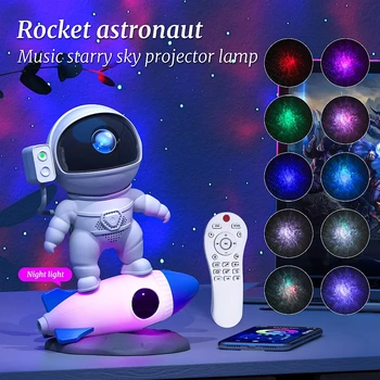 Racheta Astronaut Nebuloasă Proiector Star de Muzică ușoară Vorbitor Galaxy lumină LED-uri Colorate Proiector Lumina Galaxy Lumina de Noapte copil cadou