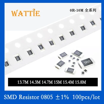 SMD Rezistor 0805 1% 13.7 M 14.3 M 14.7 M 15M 15.4 15.8 M M 100BUC/lot chip rezistențe 1/10W 2.0 mm*1.2 mm înălțime megohmi