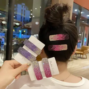 Stras negru Snap Agrafe de Par pentru Femei Mare BB Clip coreean Breton Ac de păr Fete Accesorii de Par Hairgrips