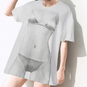 Supradimensionat Tricou Femei, Tricou Bikini Print Trendy Liber Maneca Scurta Top pentru Vara in aer liber Streetwear Ziua de Camping