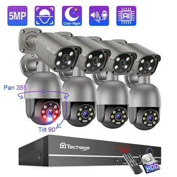 Techage 8CH HD 5MP PTZ POE Camera de Securitate de Sistem Impermeabil în aer liber RecorderCCTV de Supraveghere Video Kit de Protecție Umane Detecta