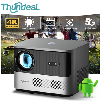 ThundeaL TDA6 Full HD 1080P Proiector 4K cu Android 5G WiFi Auto Focus Portabil Projetor TDA6W 3D Smart Video Home Theater Beamer