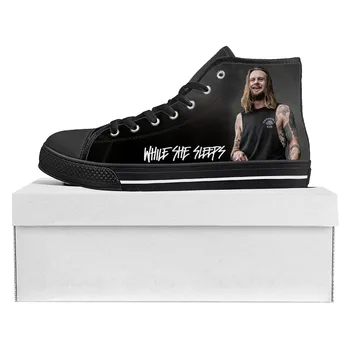 În Timp Ce Ea Doarme Trupa De Metalcore De Top Mare De Înaltă Calitate Adidasi Barbati Femei Adolescent Canvas Sneaker Pereche De Pantofi Pantof Negru